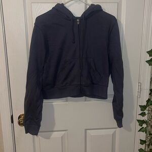 Blue Cropped Zip-Up hoodie